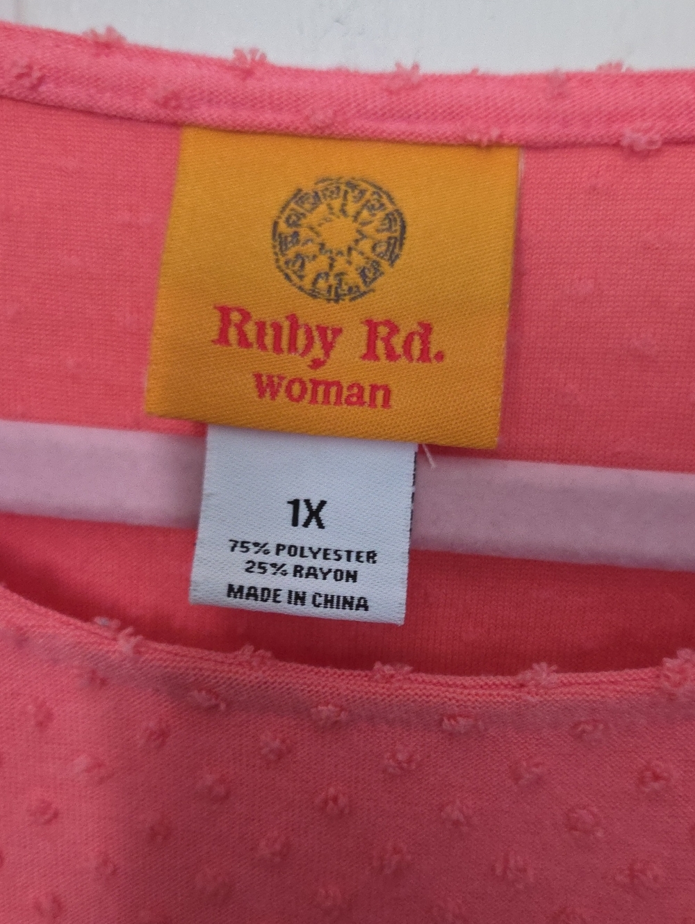 Ruby Rd Pink Swiss Dot Top With Ruffled Sleeves - Picture 3 of 6